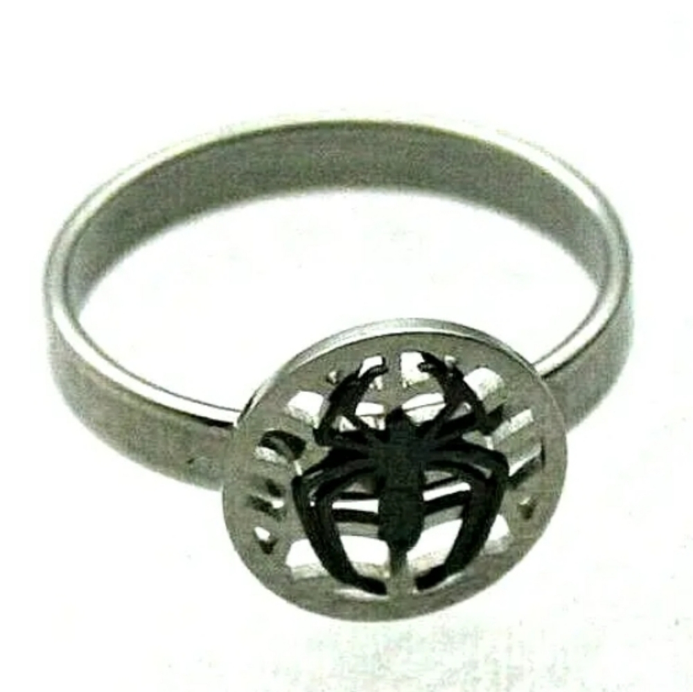 Marvel Comics Spider-Man Cobweb Spider Logo Steel Ring New NOS Box Size 9